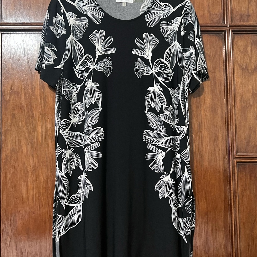 Calvin Klein Black Dress with White Floral Print